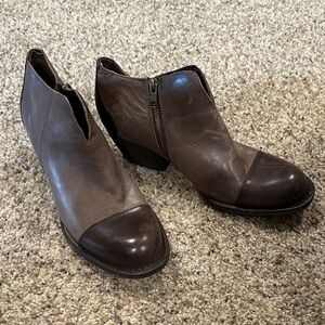 Born Two-Tone Brown Ankle Booties